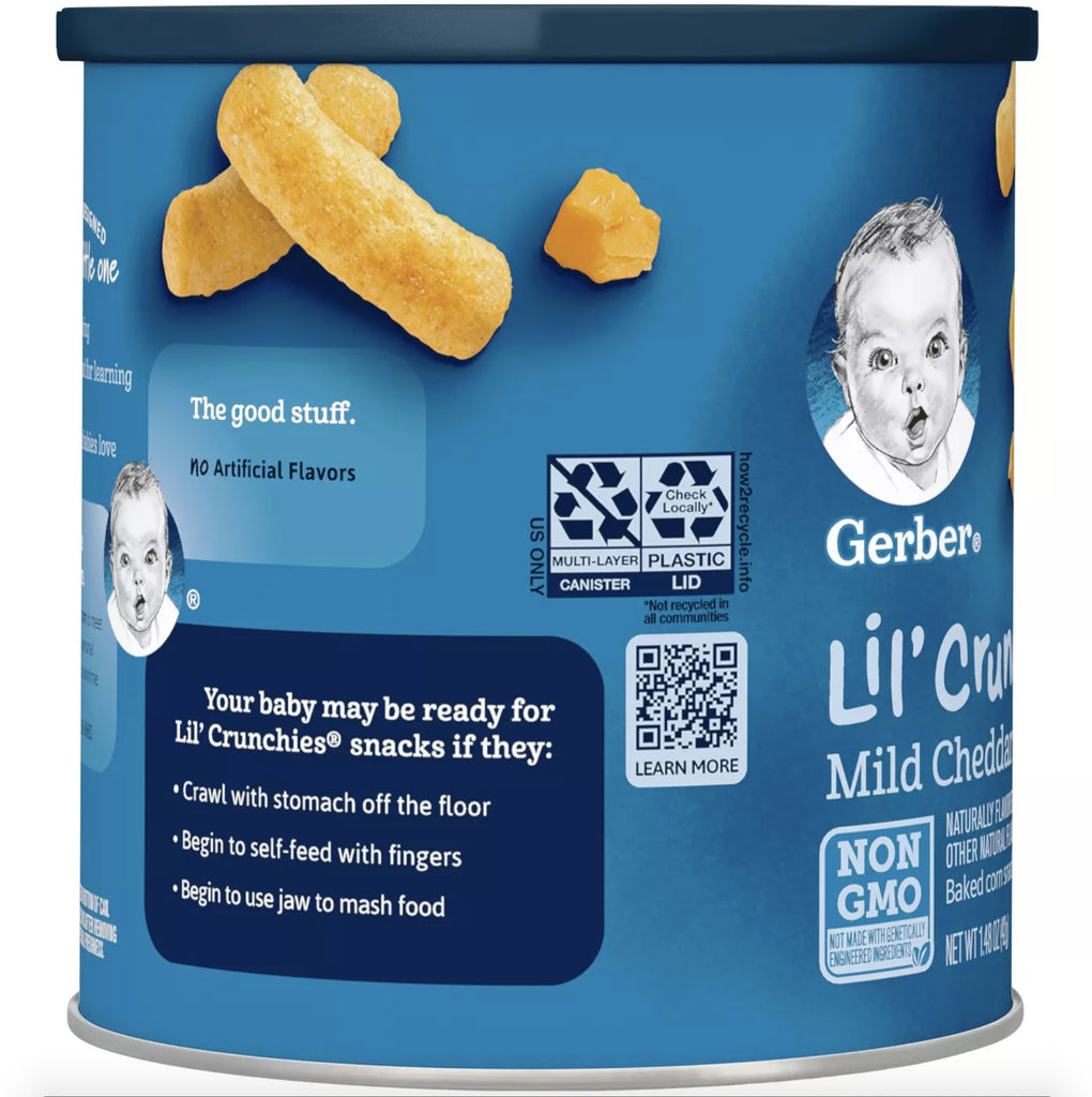 Gerber Lil' Crunchies Baked Non-GMO Whole Grain Corn Snack Mild Cheddar - 1.48oz