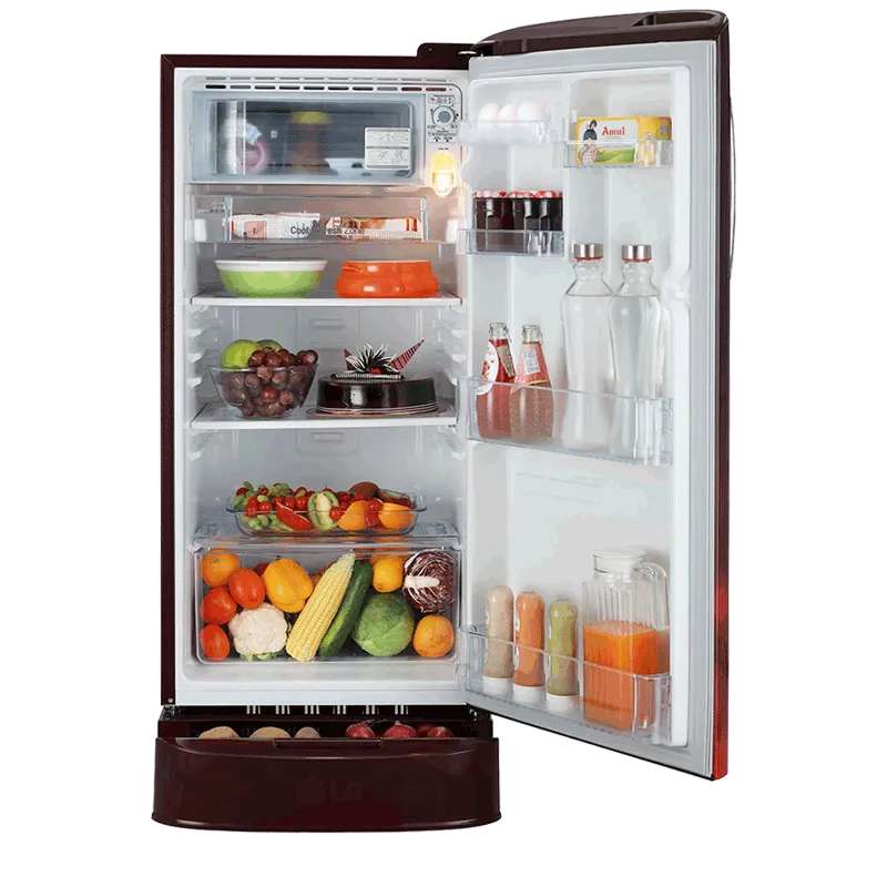 LG 190 L 4 Star Direct Cool Single Door Inverter Refrigerator (GL-D201ASCY.ASCZEB, Scarlet Charm)