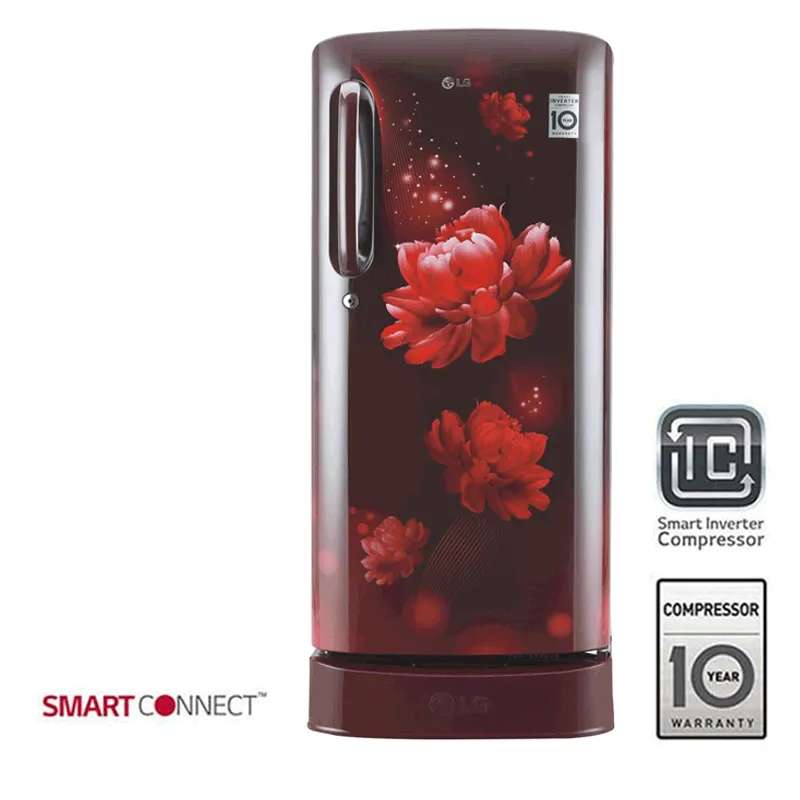 LG 190 L 4 Star Direct Cool Single Door Inverter Refrigerator (GL-D201ASCY.ASCZEB, Scarlet Charm)