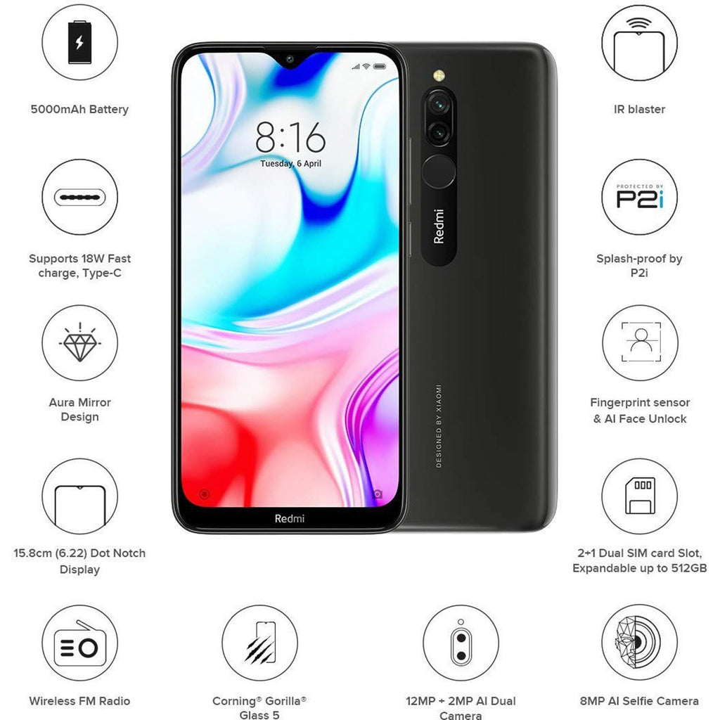 Redmi 8, Onyx Black / 4 GB / 64 GB