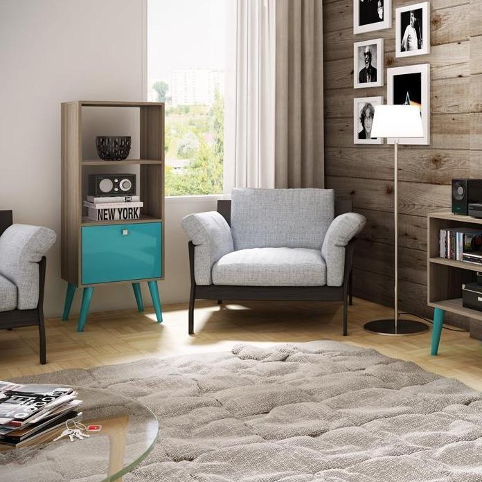 Accentuations by Manhattan Comfort Sophisticated Sami Double Bookcase with 2 Open Shelves and 1 Drawer - Modish Store