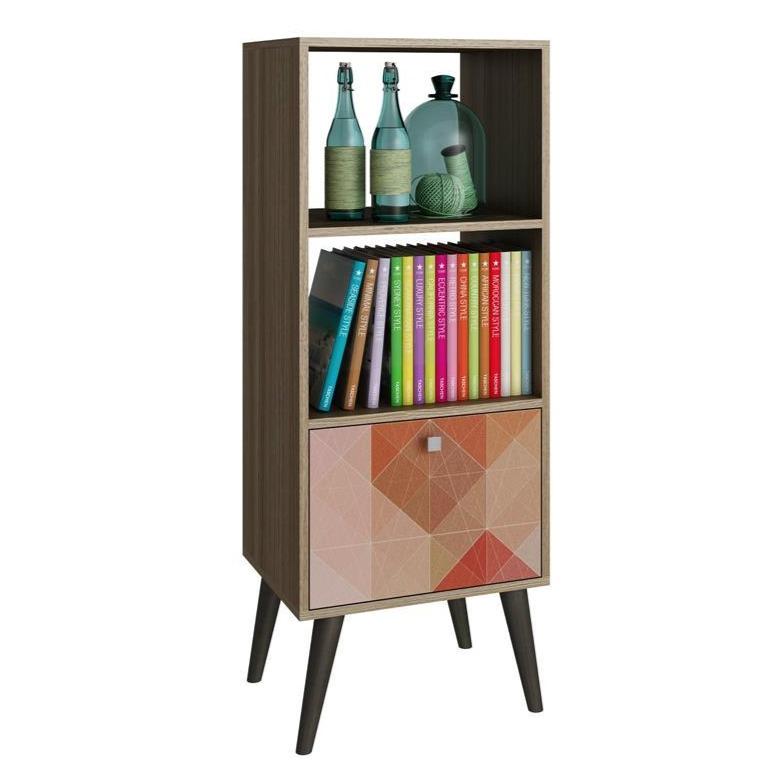 Accentuations by Manhattan Comfort Sophisticated Sami Double Bookcase with 2 Open Shelves and 1 Drawer - Modish Store