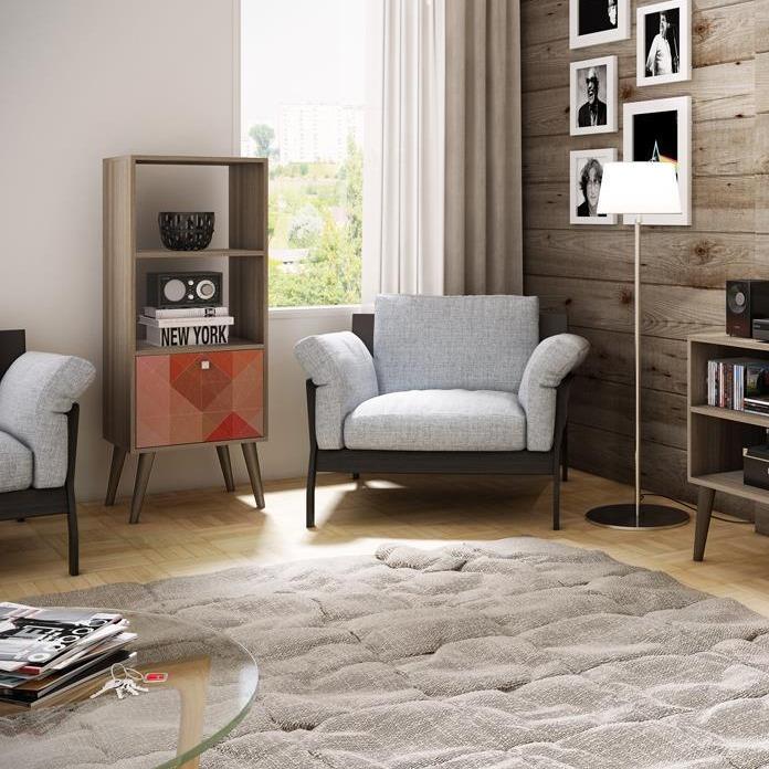 Accentuations by Manhattan Comfort Sophisticated Sami Double Bookcase with 2 Open Shelves and 1 Drawer - Modish Store