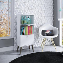 Accentuations by Manhattan Comfort Sophisticated Sami Double Bookcase with 2 Open Shelves and 1 Drawer