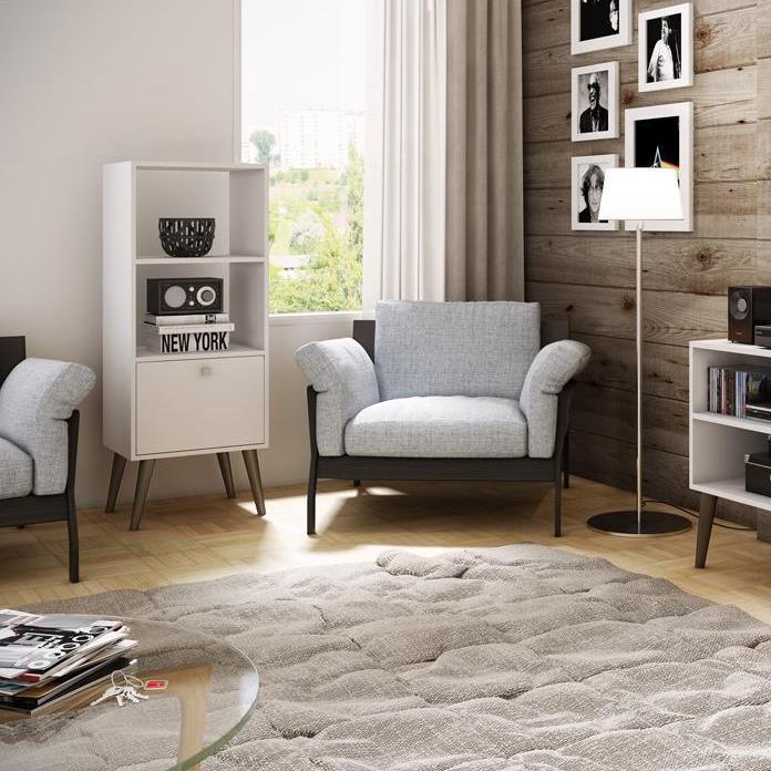 Accentuations by Manhattan Comfort Sophisticated Sami Double Bookcase with 2 Open Shelves and 1 Drawer - Modish Store