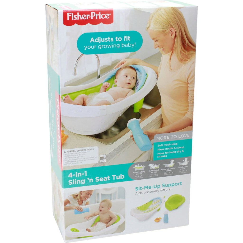 Fisher-Price - 4-in-1 Sling 'n Seat Tub - White/Blue/Green