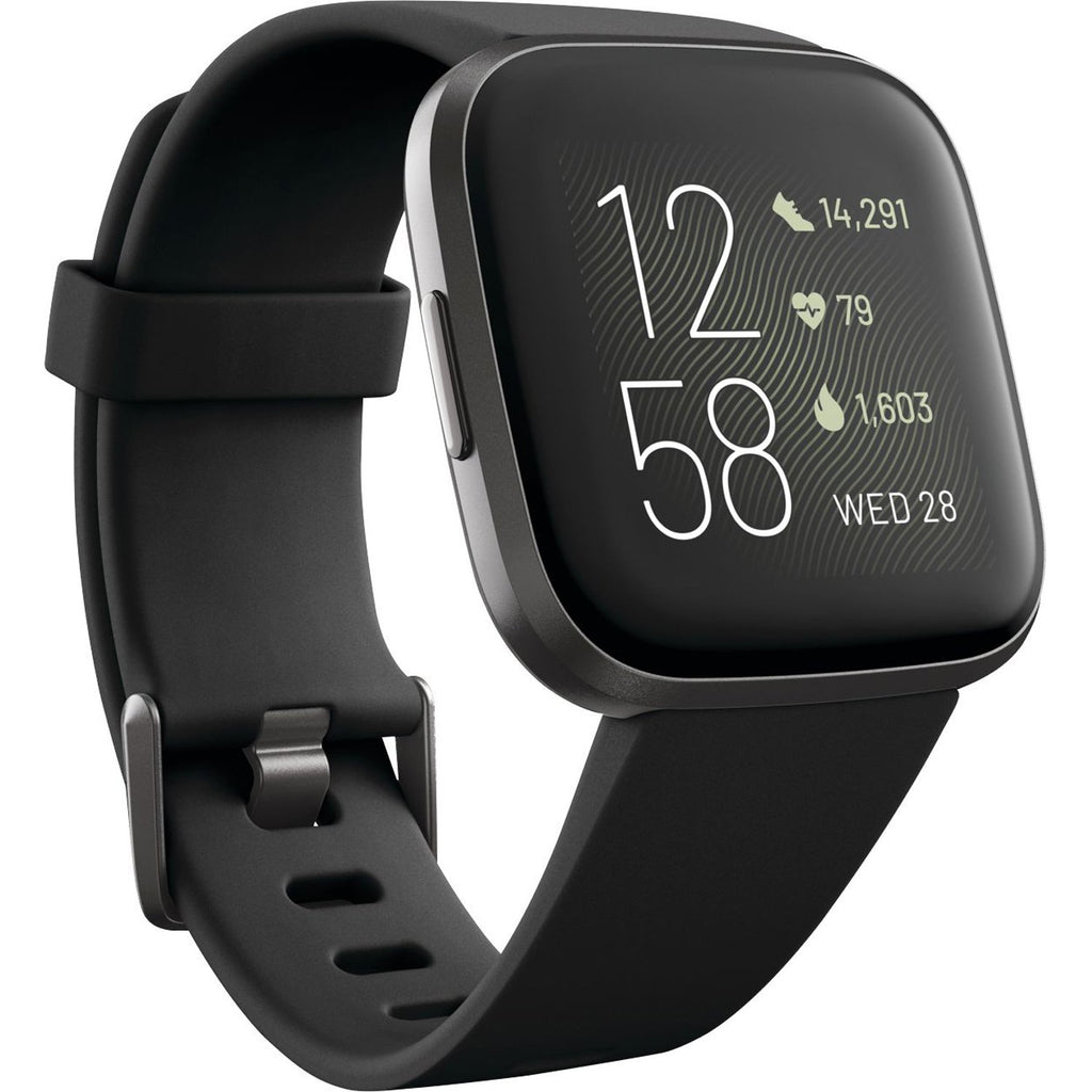 Fitbit - Versa 2 Smartwatch - 40mm - Aluminum with Silicone Band, Black/Carbon