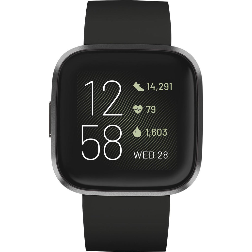 Fitbit - Versa 2 Smartwatch - 40mm - Aluminum with Silicone Band, Black/Carbon