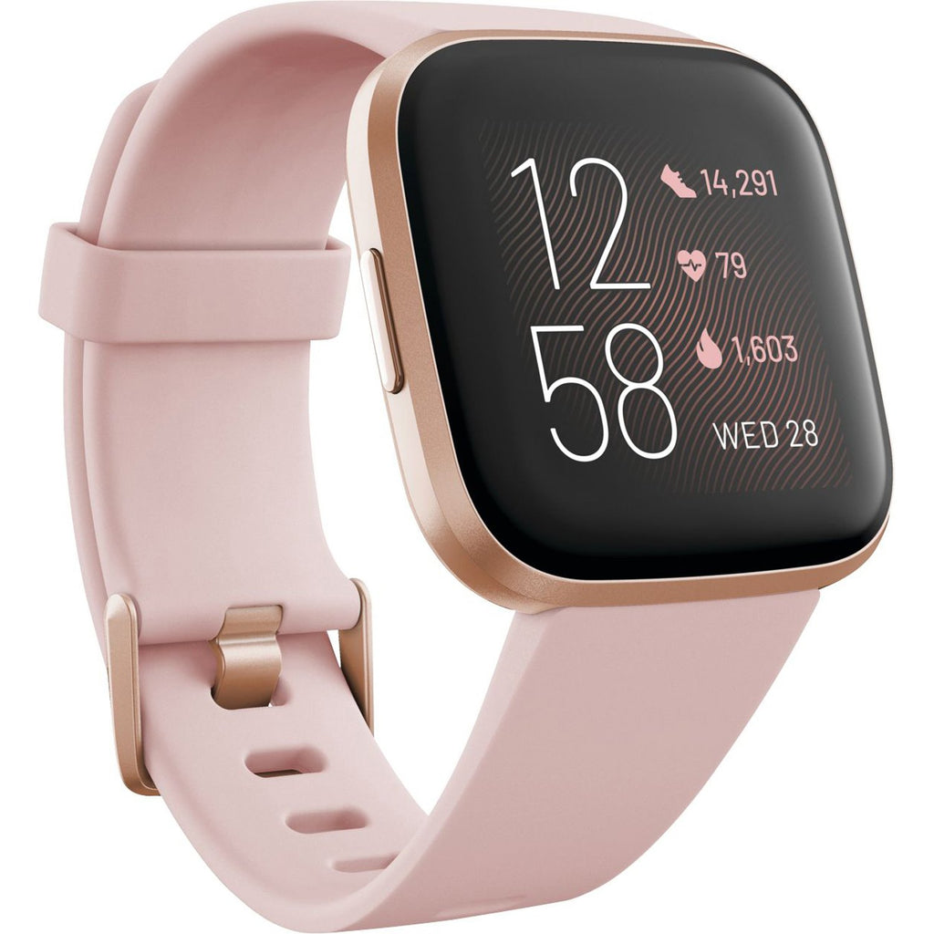 Fitbit - Versa 2 Smartwatch - 40mm - Aluminum with Silicone Band, Petal/Copper Rose