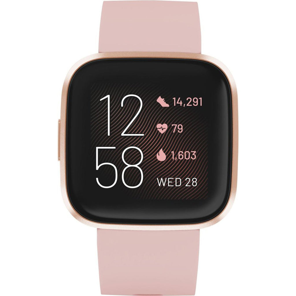 Fitbit - Versa 2 Smartwatch - 40mm - Aluminum with Silicone Band, Petal/Copper Rose