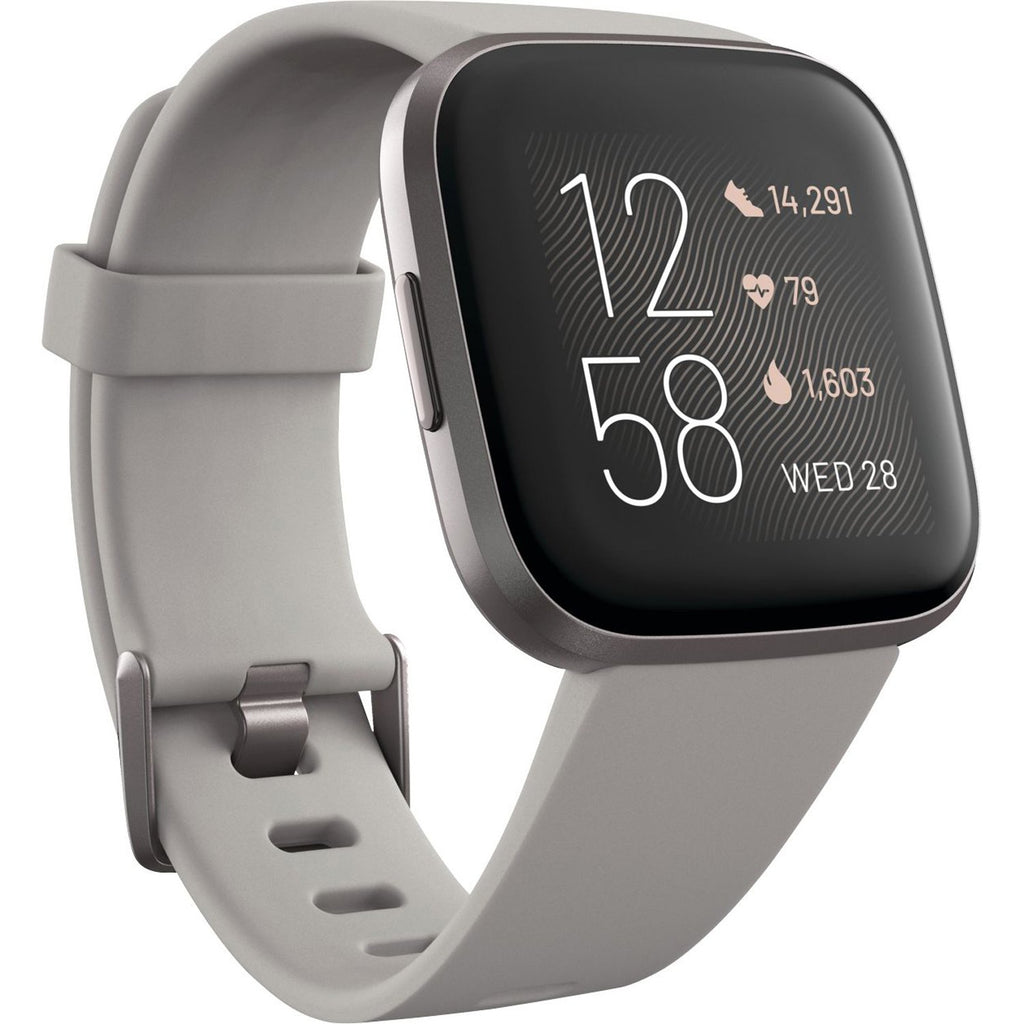 Fitbit - Versa 2 Smartwatch - 40mm - Aluminum with Silicone Band, Stone/Mist