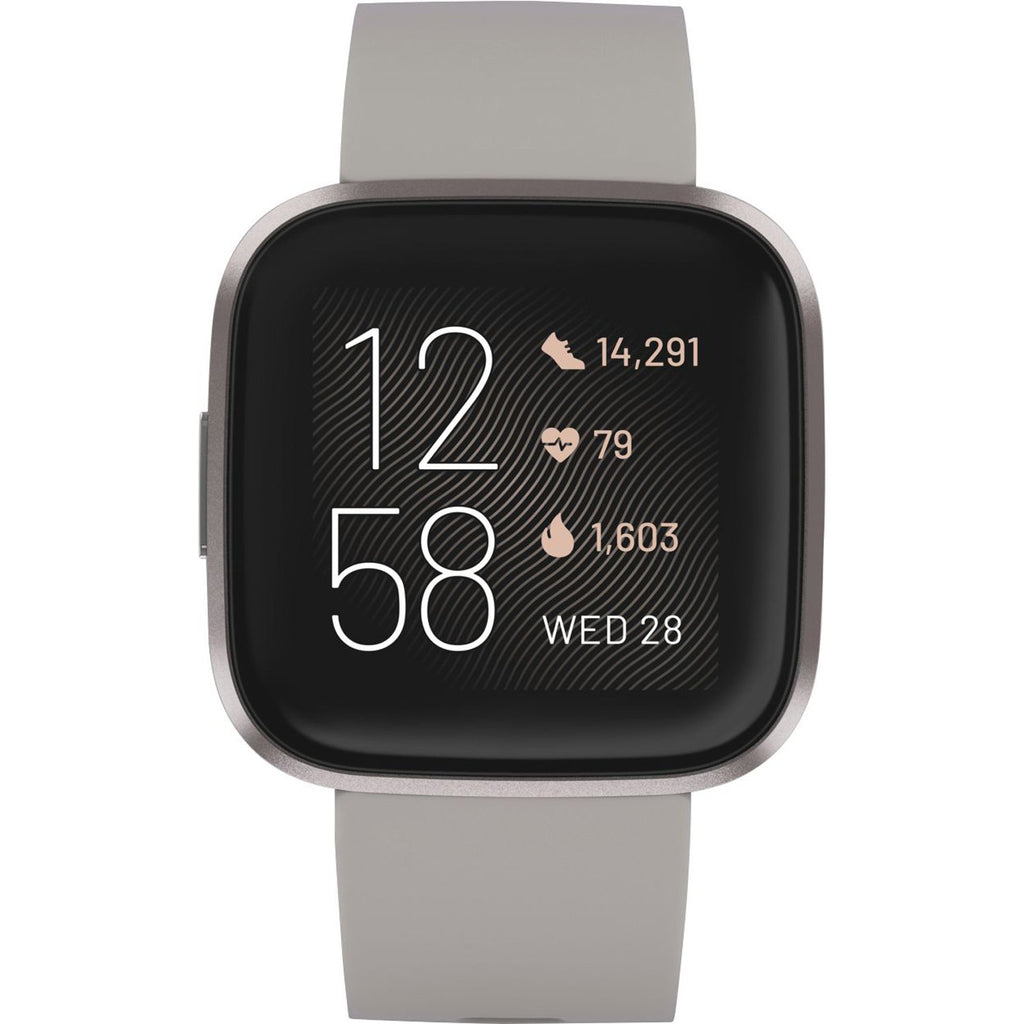 Fitbit - Versa 2 Smartwatch - 40mm - Aluminum with Silicone Band, Stone/Mist