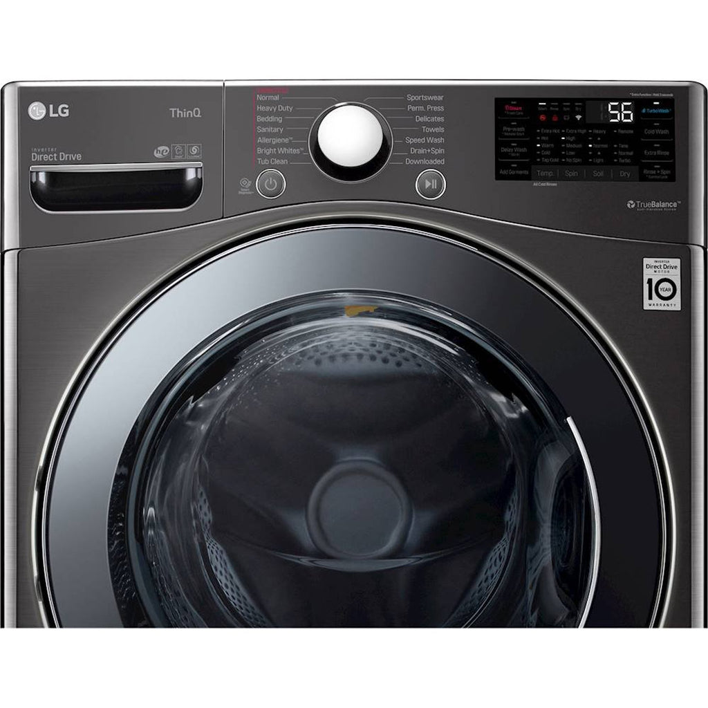 LG - 4.5 Cu. Ft. 14-Cycle Washer and 12-Cycle Electric Dryer Combo - Black Steel