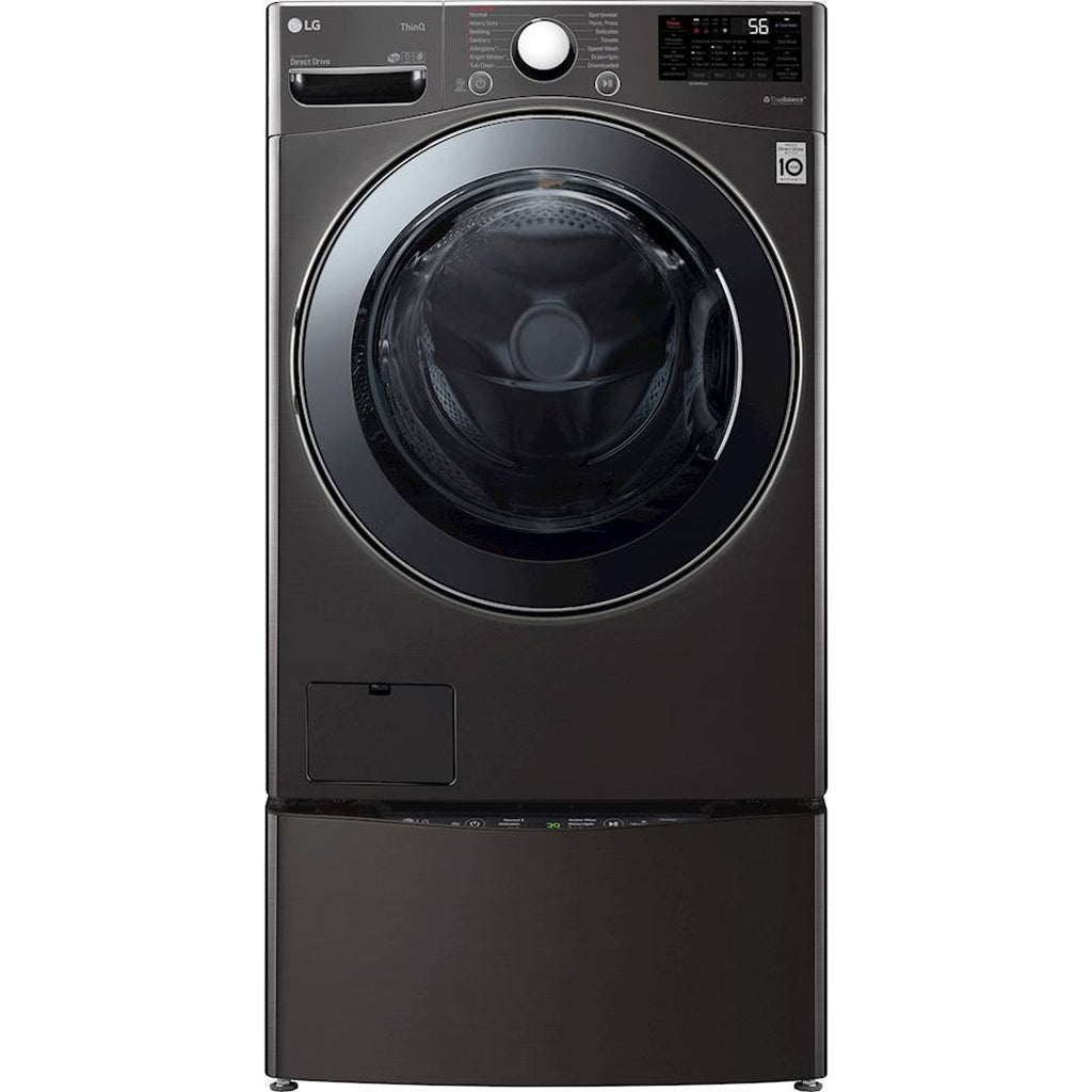 LG - 4.5 Cu. Ft. 14-Cycle Washer and 12-Cycle Electric Dryer Combo - Black Steel