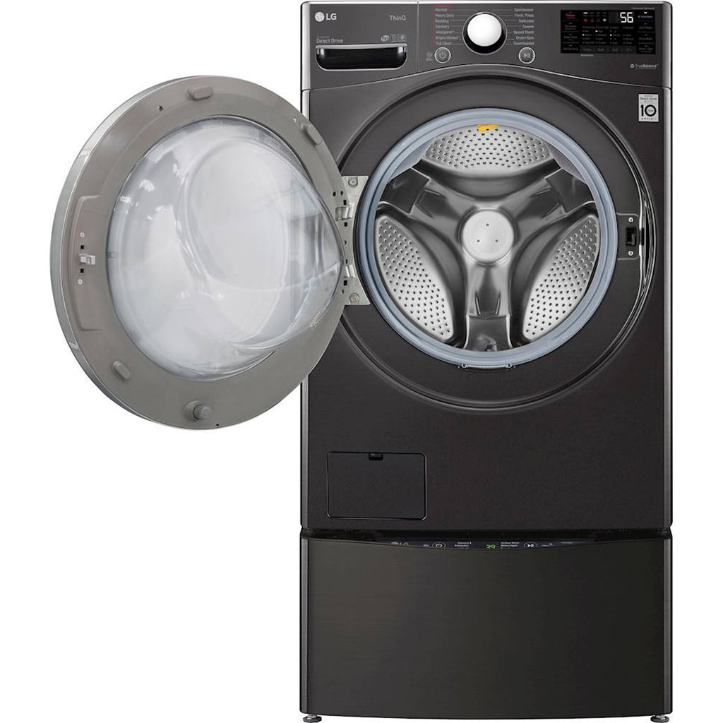 LG - 4.5 Cu. Ft. 14-Cycle Washer and 12-Cycle Electric Dryer Combo - Black Steel