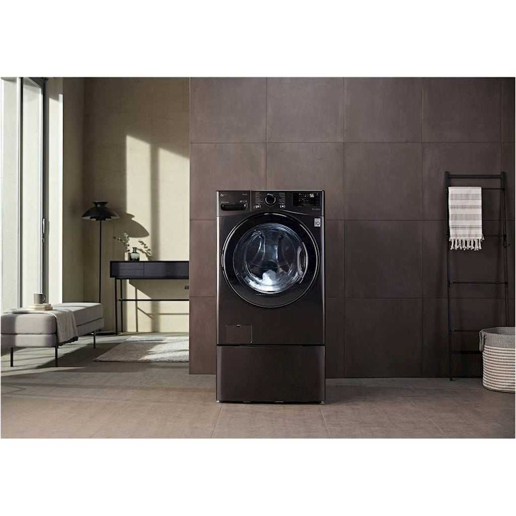 LG - 4.5 Cu. Ft. 14-Cycle Washer and 12-Cycle Electric Dryer Combo - Black Steel