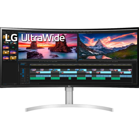 LG - 38" UltraWide 21:9 Curved WQHD+ Nano IPS HDR Monitor with Thunderbolt 3 and G-SYNC Compatibility - Silver - Silver