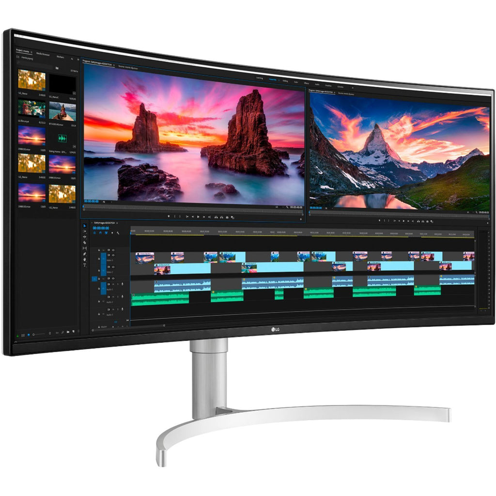 LG - 38" UltraWide 21:9 Curved WQHD+ Nano IPS HDR Monitor with Thunderbolt 3 and G-SYNC Compatibility - Silver - Silver