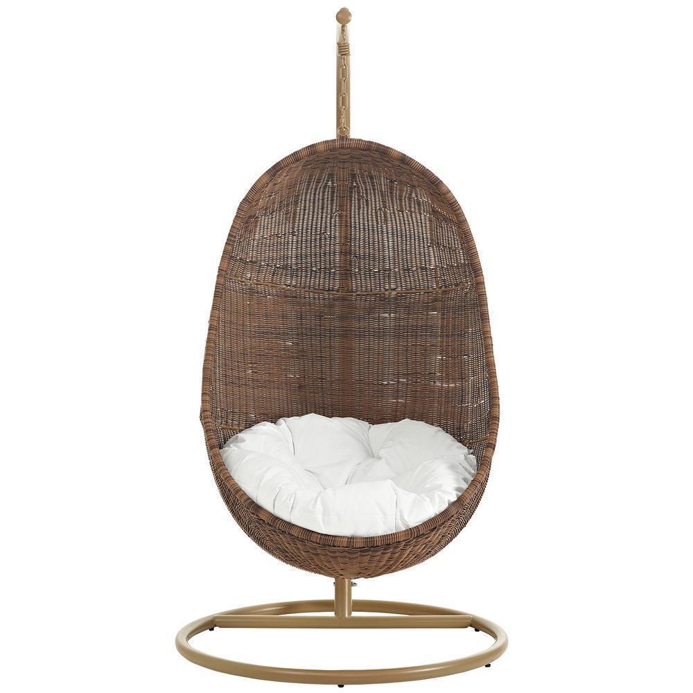 Modway Bean Outdoor Patio Wood Swing - Coffee White