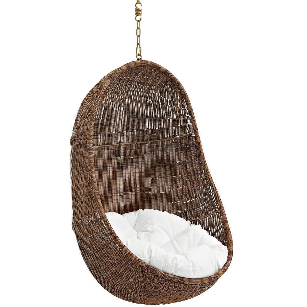 Modway Bean Outdoor Patio Wood Swing - Coffee White