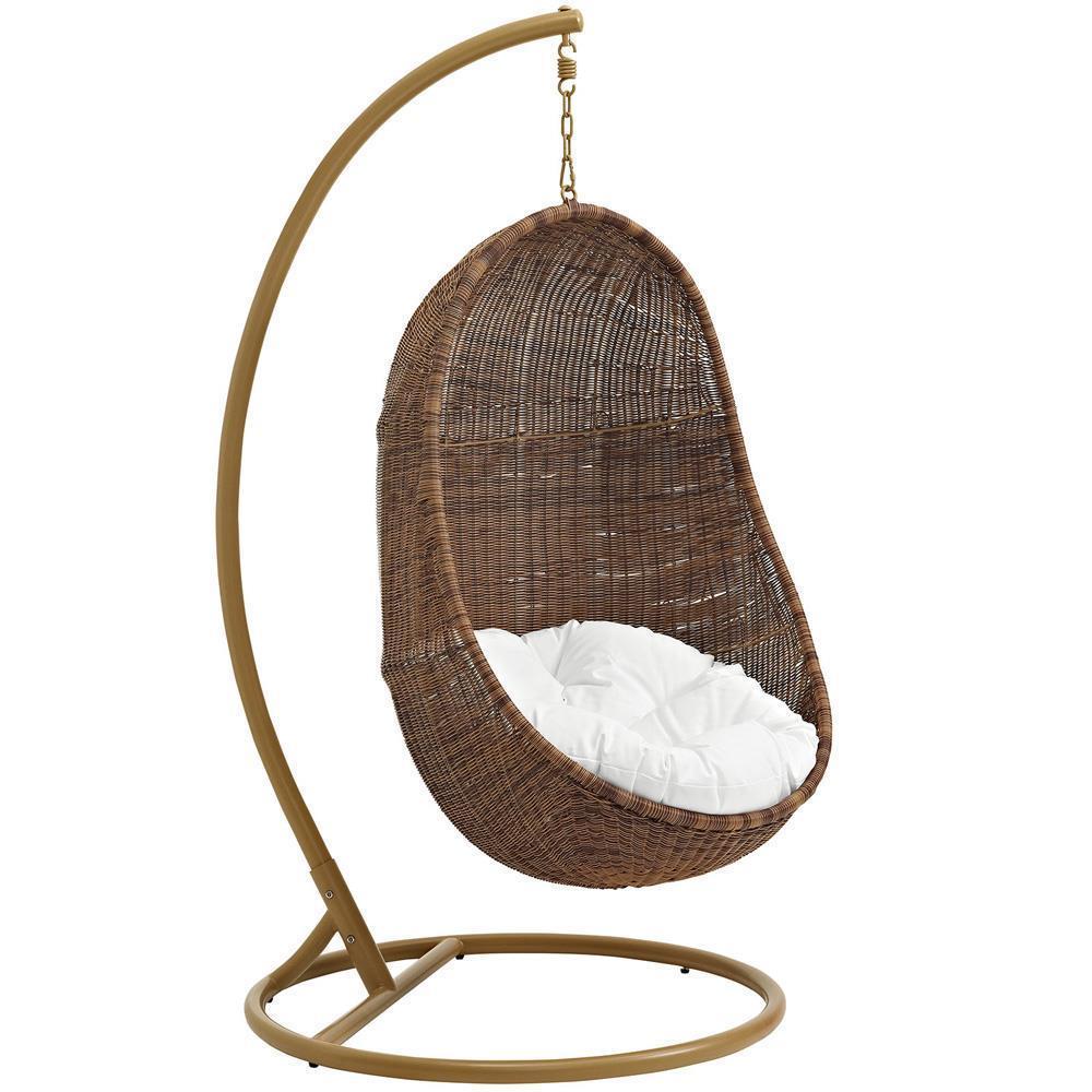 Modway Bean Outdoor Patio Wood Swing - Coffee White