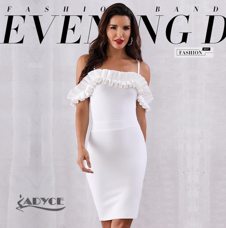 ADYCE Vestidos Verano Sexy Slash Neck Off Shoulder Ruffles Bandage Evening Party Dress - H5070