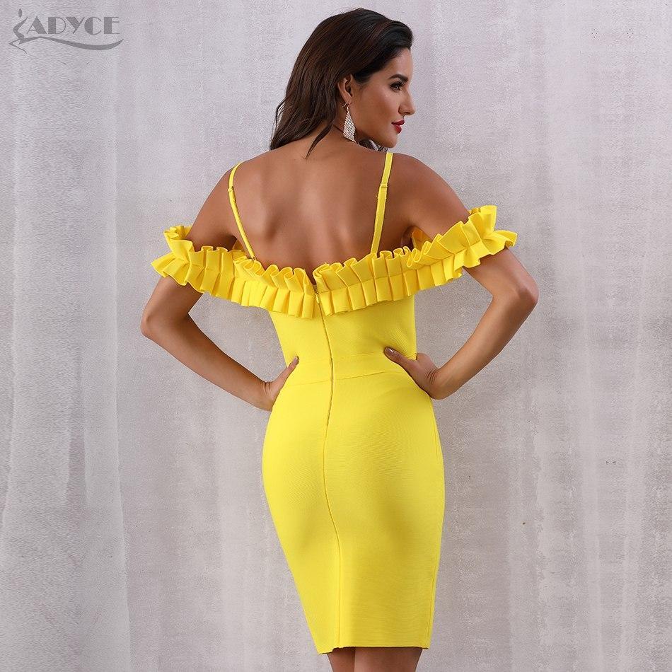 ADYCE Vestidos Verano Sexy Slash Neck Off Shoulder Ruffles Bandage Evening Party Dress - H5070