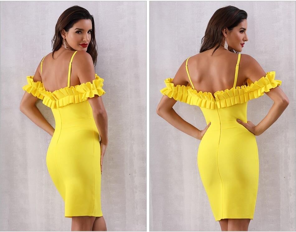 ADYCE Vestidos Verano Sexy Slash Neck Off Shoulder Ruffles Bandage Evening Party Dress - H5070