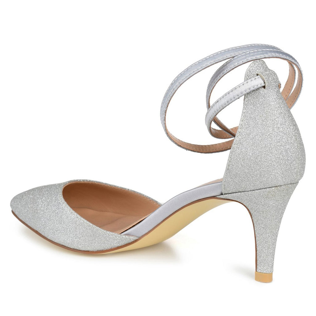 JOURNEE Collection Luela Glitter Ankle Strap Pump